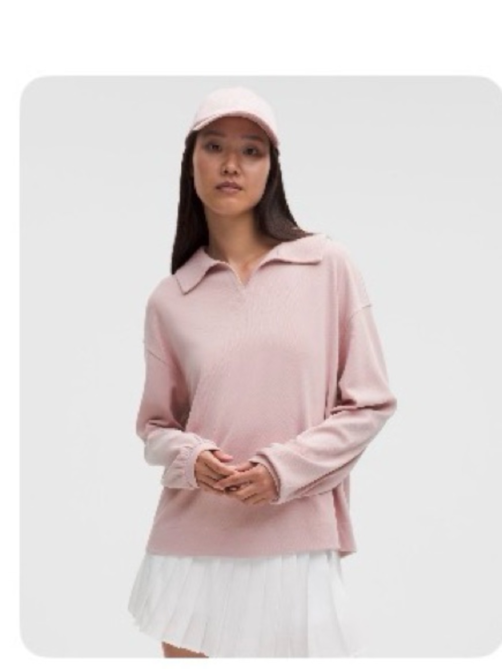 lululemon athletica Long Sleeve Polo Top in Light Pink